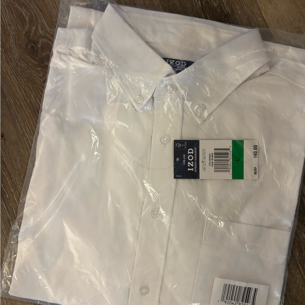 IZOD Boy’s White Dress/ school uniform Shirt Sz Large